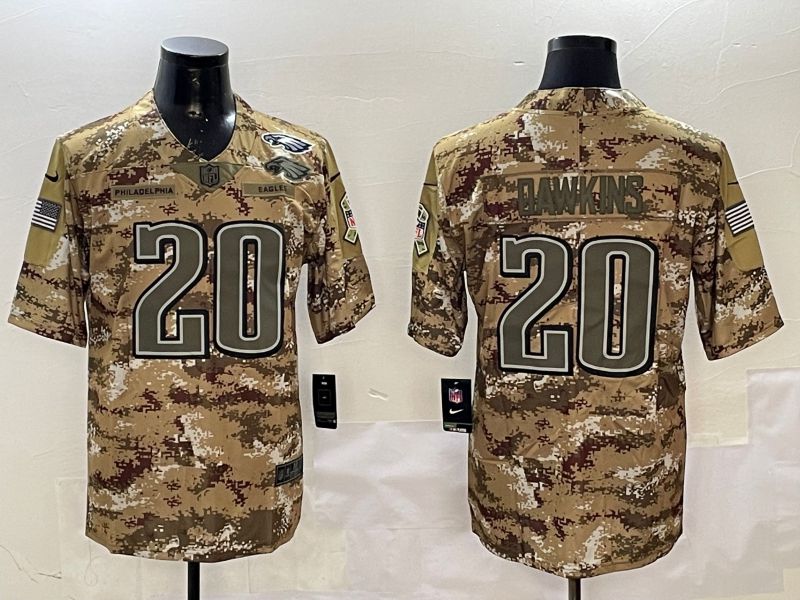 Men Philadelphia Eagles 20 Dawkins Camo 2025 Nike Salute to Service Limited NFL Jersey style 2124